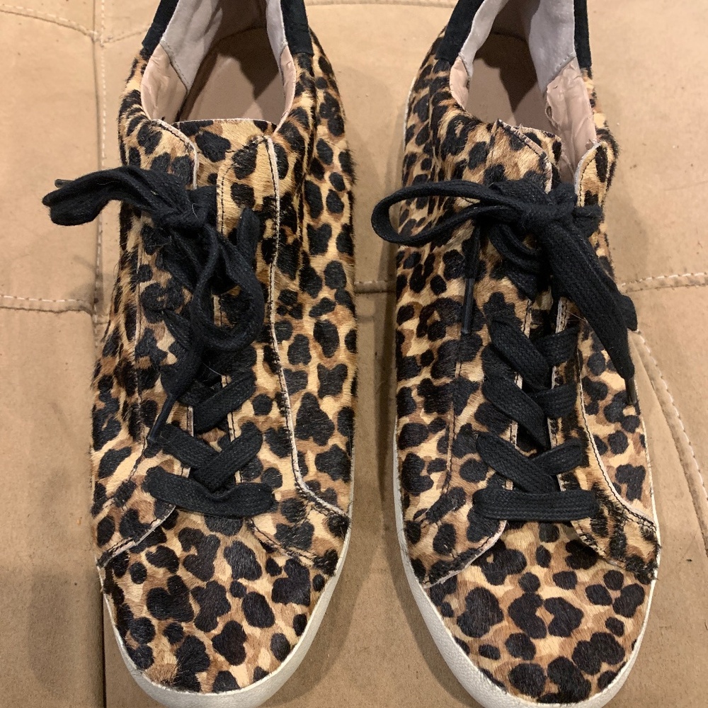 Banana Republic calf hair leopard print sneakers